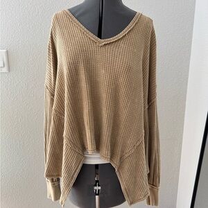 We The Free Yellow Waffle Knit Top